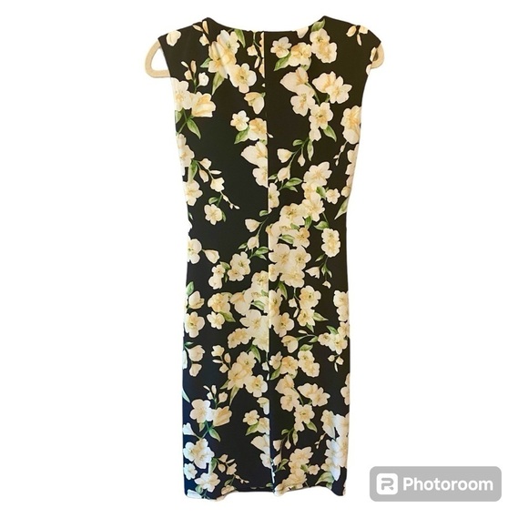 Ralph Lauren Navy Sleeveless Cowl Neck Yellow Floral Dress, size 2 - Picture 13 of 13